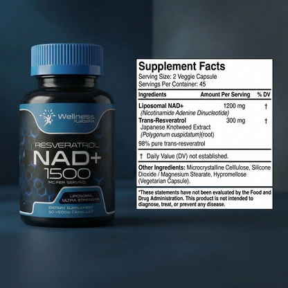 Adiós al envejecimiento celular - NAD+ con Resveratrol (Fórmula Mejorada)