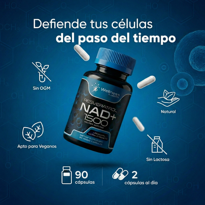 Adiós al envejecimiento celular - NAD+ con Resveratrol (Fórmula Mejorada)